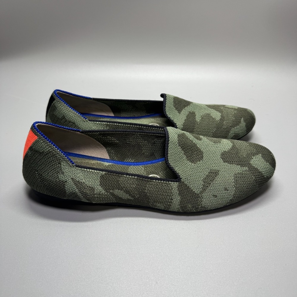 Rothy's‎ Olive Green Camo Loafer Women's Size 7.5 Flats Round Toe Slip On Read
